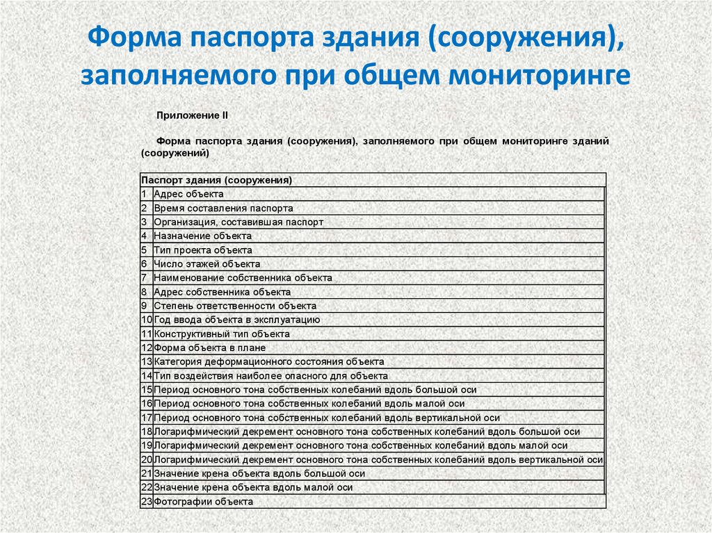 Технический паспорт на здание образец