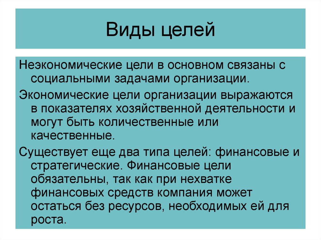 Разновидности целей