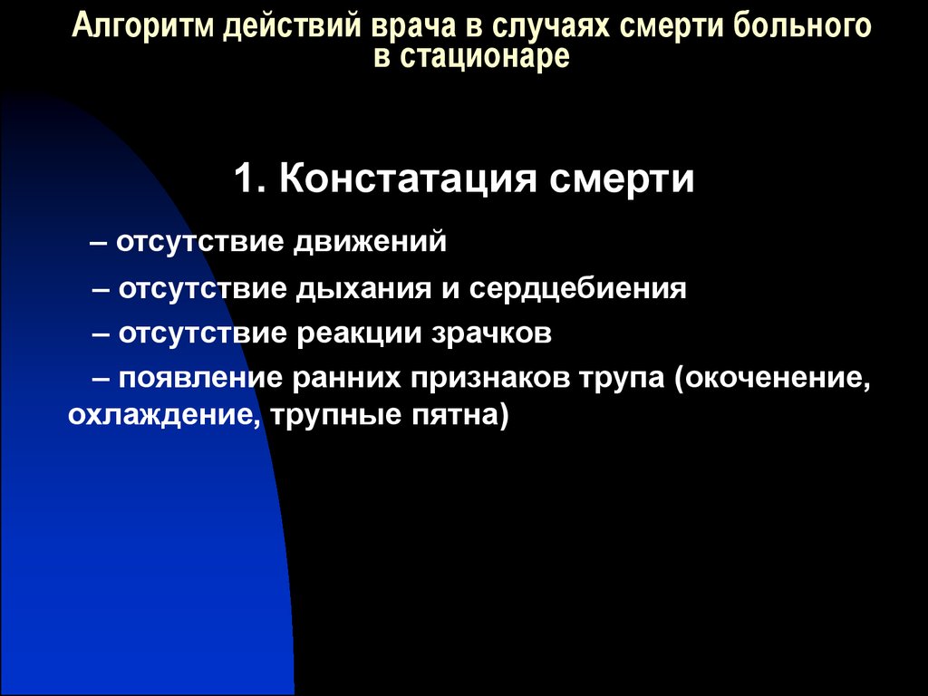 План действий при смерти родственника в больнице