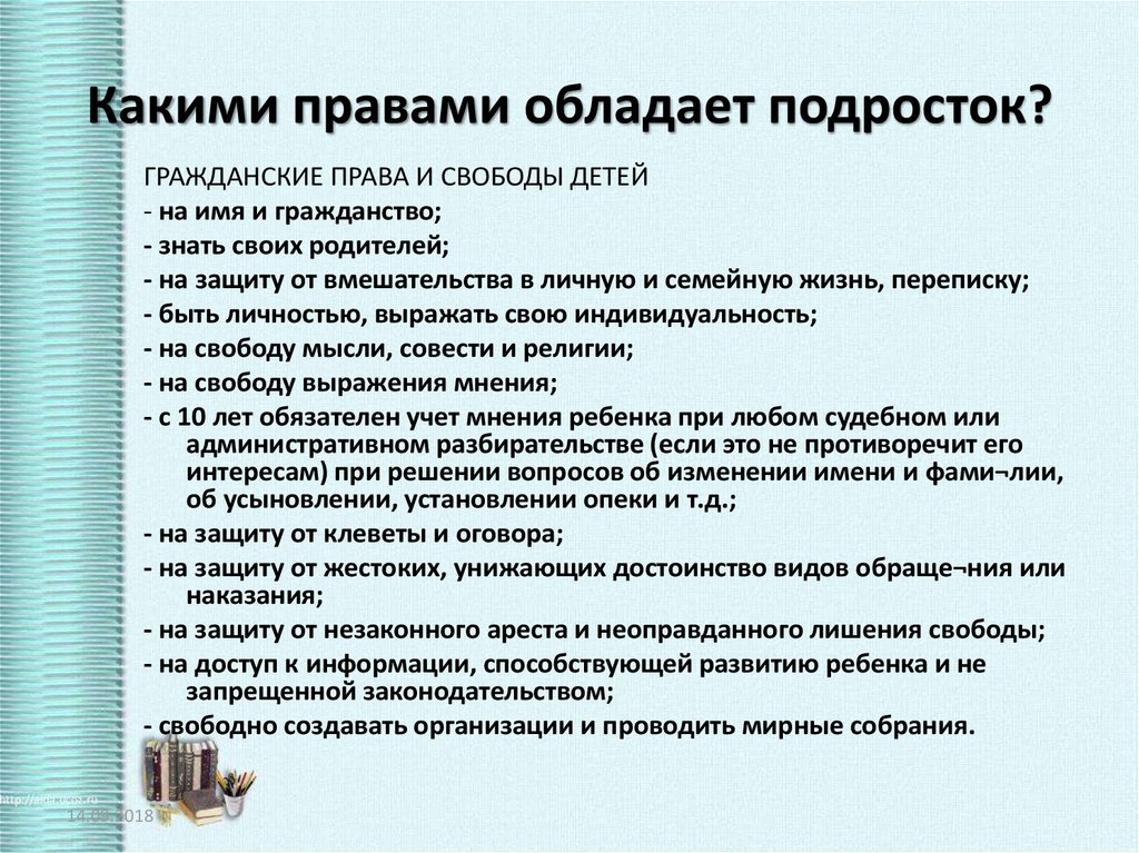 Проект на тему права и обязанности подростка в современном обществе