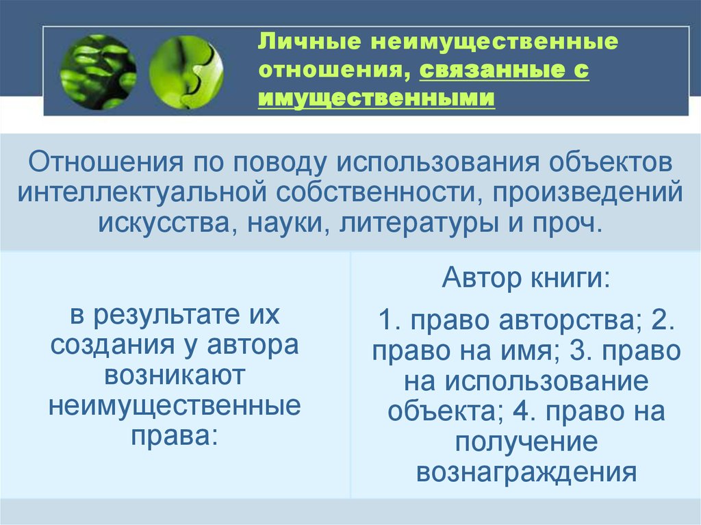 Презентация имущественные и личные неимущественные отношения