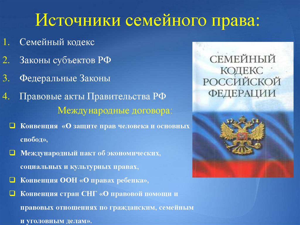 План по теме семейное право в рф