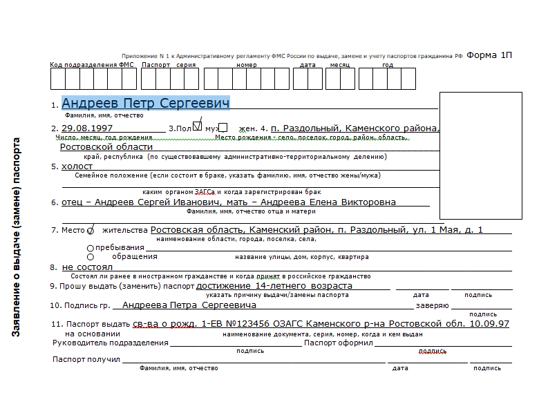 Форма 1 на человека. Заявление на выдачу паспорта в 14 лет образец размер. Образец заполнения заявления на замену российского паспорта. Как заполнять анкету на замену паспорта РФ. Заявление при замене паспорта как писать.