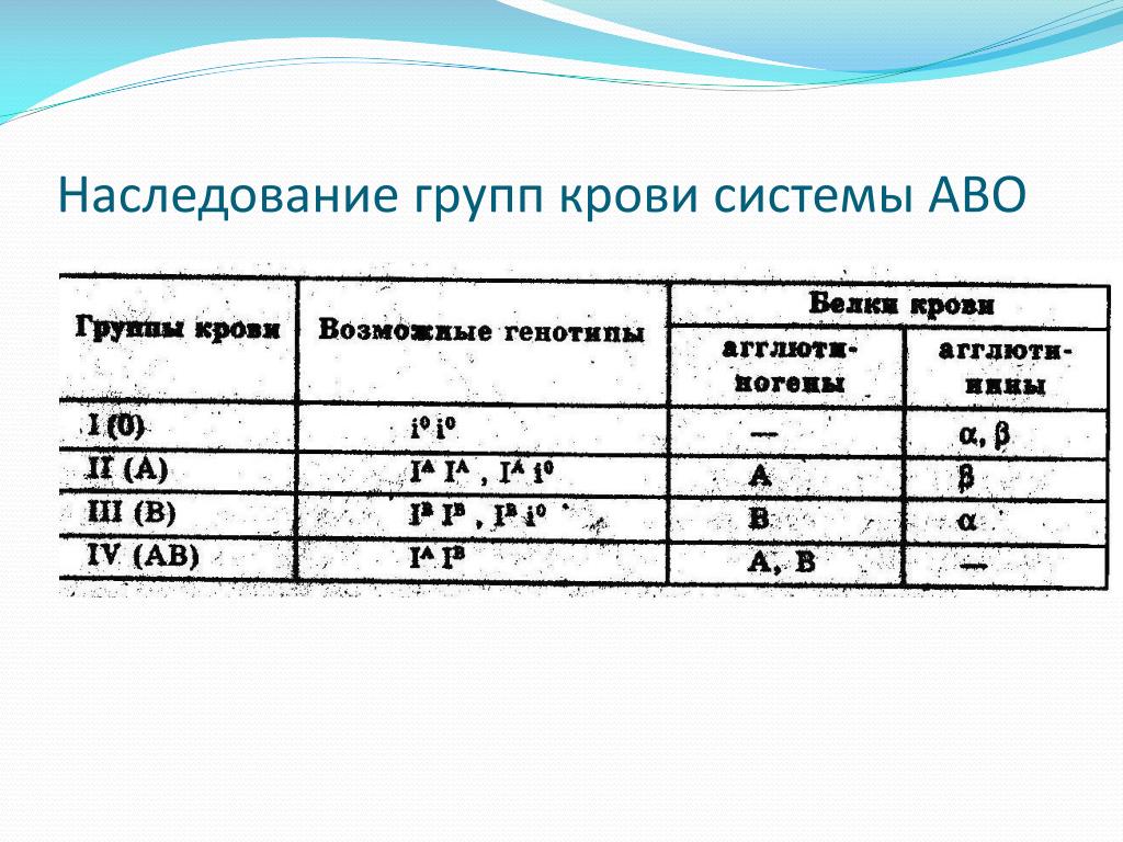 Проект наследование групп крови