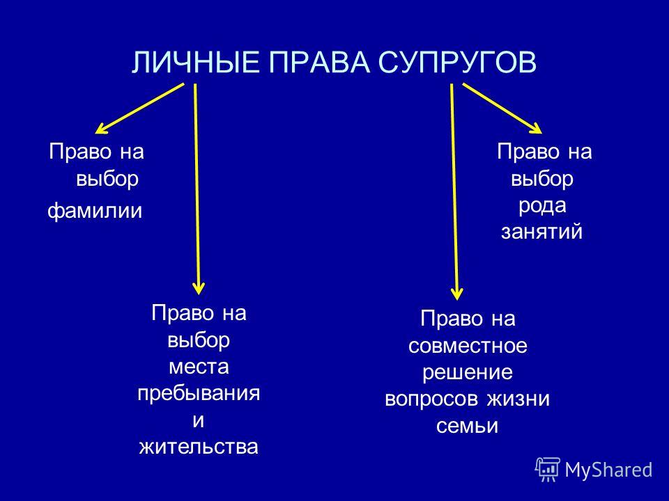 Личные права супругов схема