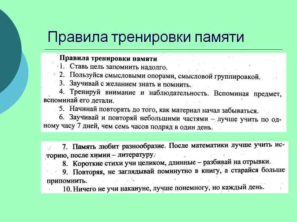 Проект как развивать память 6 класс обществознание