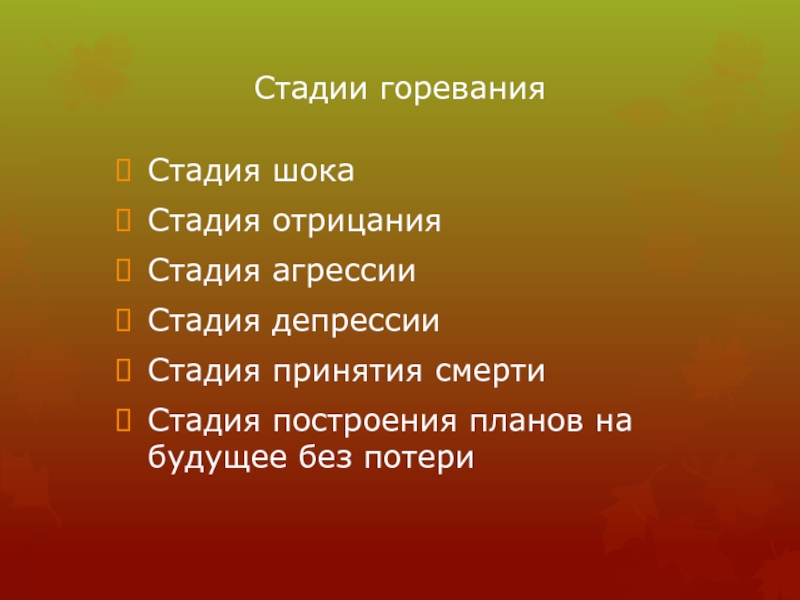 Схема проживания горя