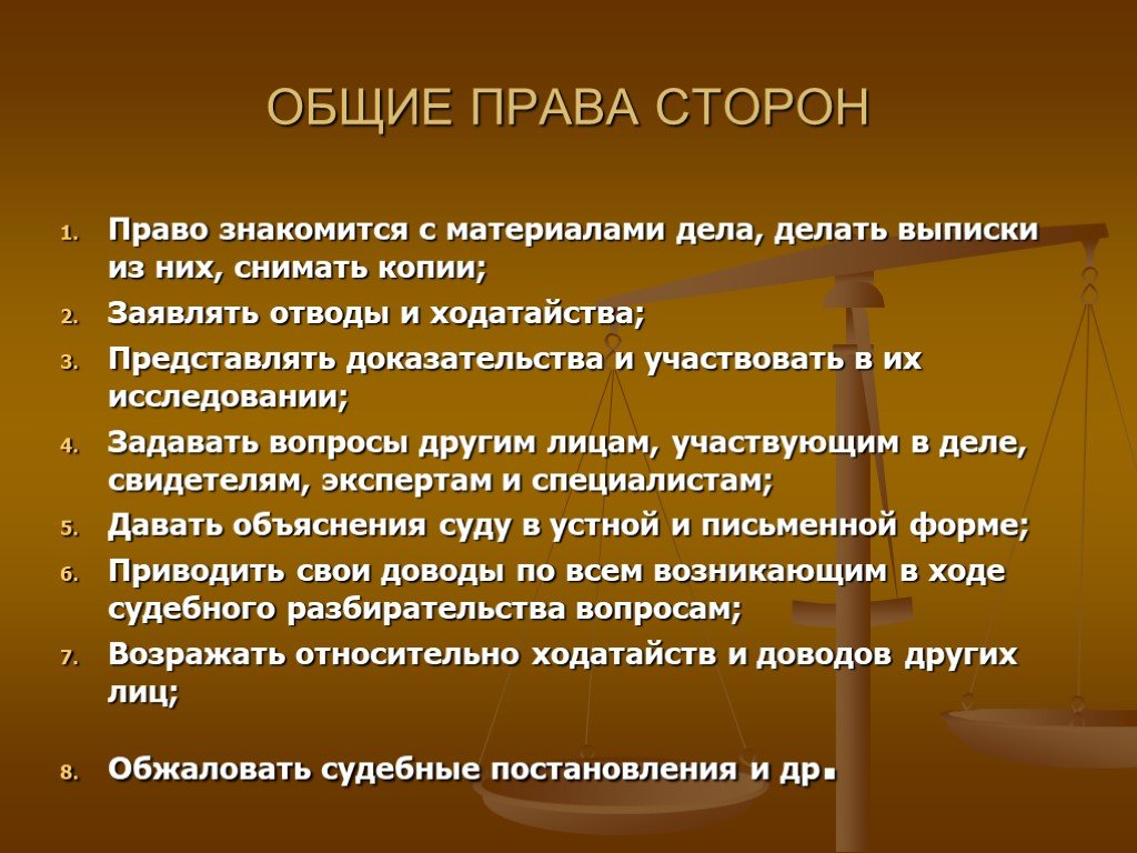 Представленными доказательствами. К общим процессуальным правам относятся.