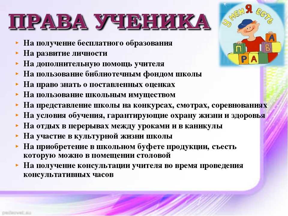 Подготовь проект декларации прав учащихся твоего класса