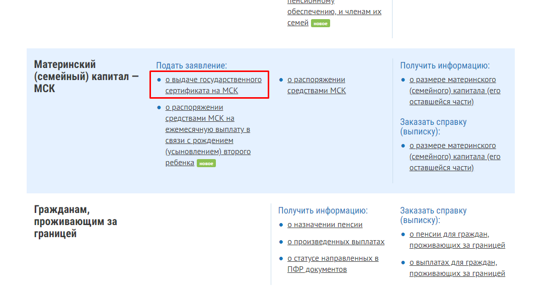 Как заполнить заявление на материнский капитал через госуслуги образец