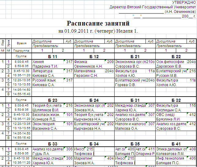 Индивидуальный график обучения в колледже образец