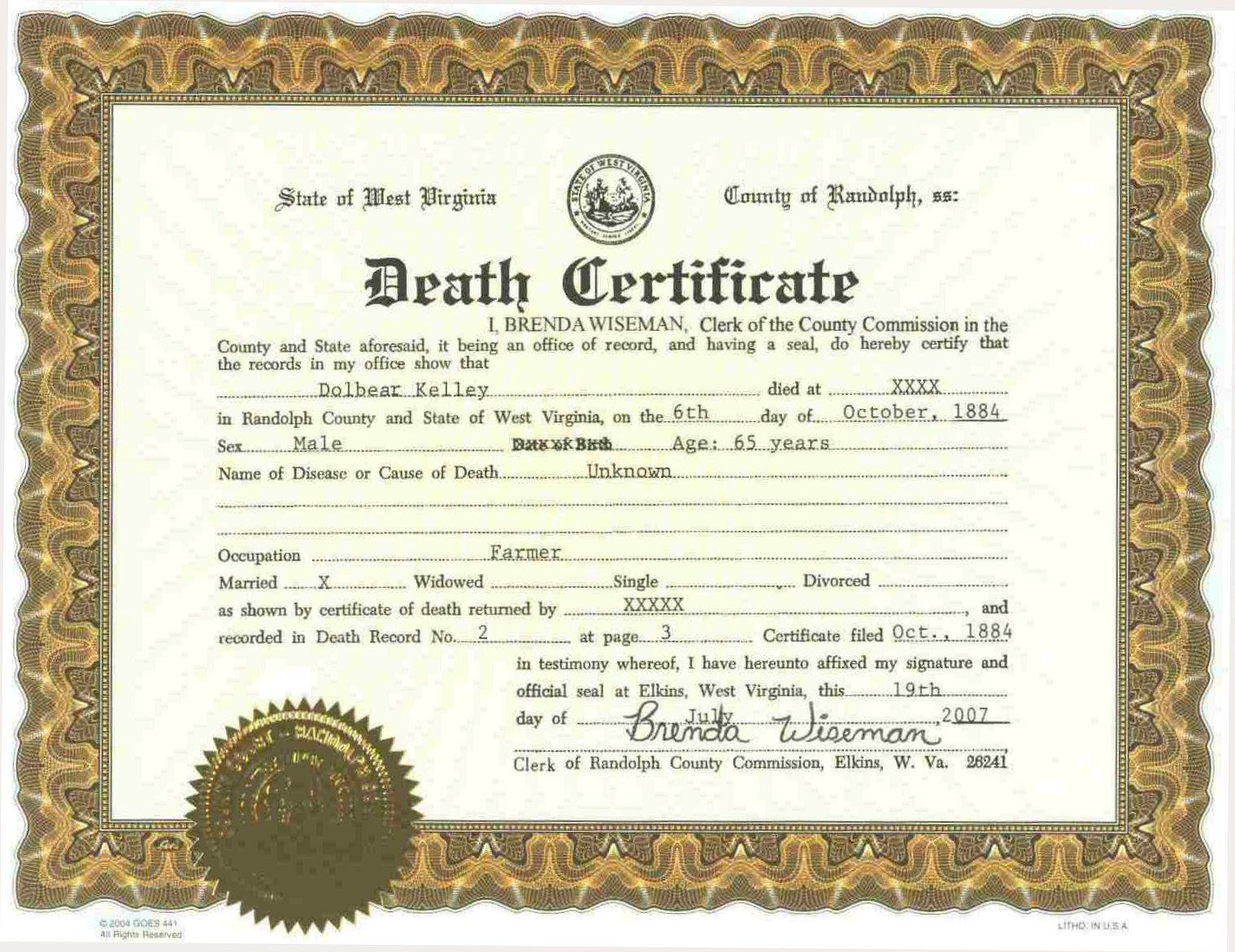Certificate of Death Templates