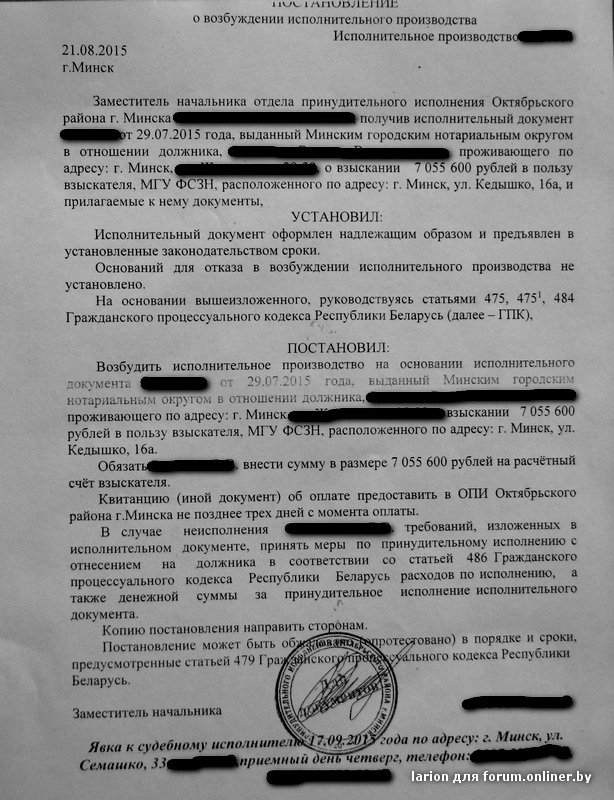 Возражение на постановление о возбуждении исполнительного производства образец