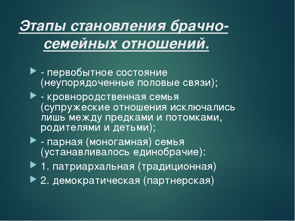 Условия появления семьи