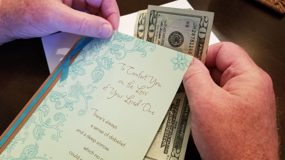 Funeral Sympathy Card - With Money