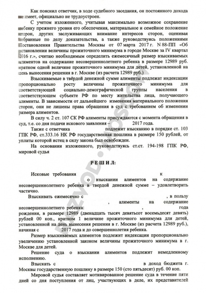 Образец заявления в суд о сохранении прожиточного минимума на ребенка