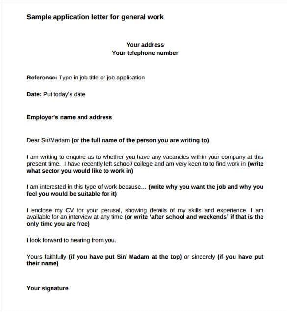 application letter sample 003