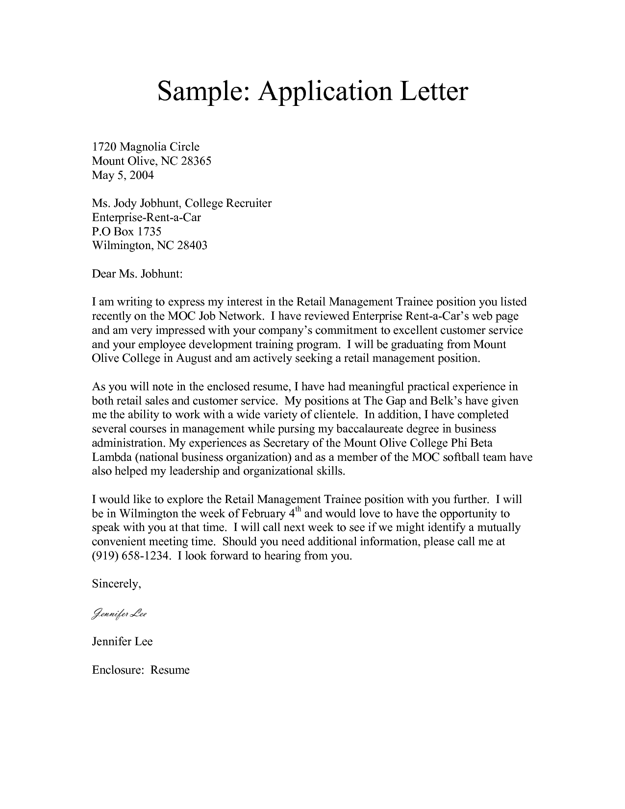 application letter sample 005